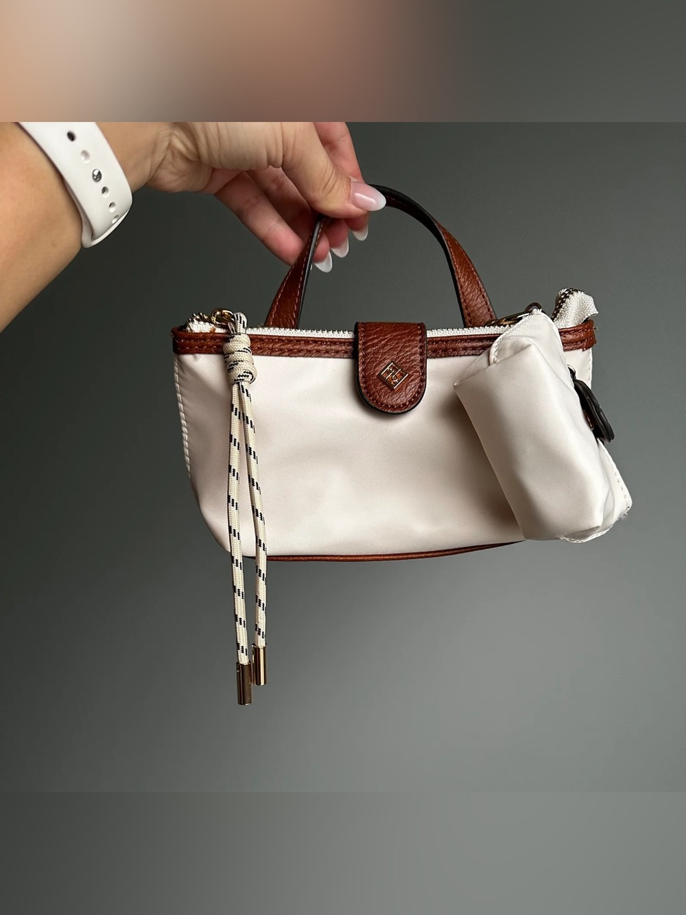 Call It Spring Cream and Brown Mini Tote Bag
